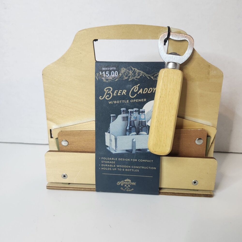 Adventure is Out There Foldable Beer Caddy with Bottle Opener